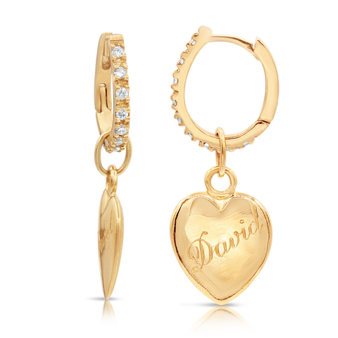 Diamond Oval Hoops Heart Earrings - Bianca Pratt Jewelry