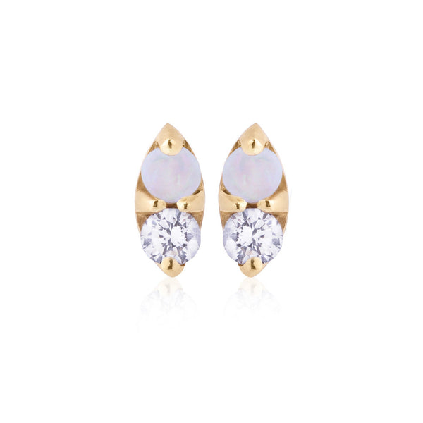 Opal and White Sapphire Earrings