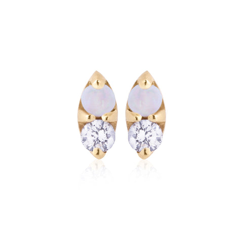 Opal and White Sapphire Earrings