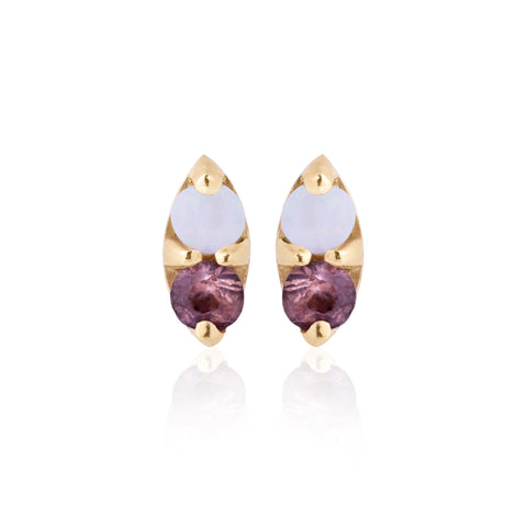 Opal and Plum Marquis Sapphire Earrings