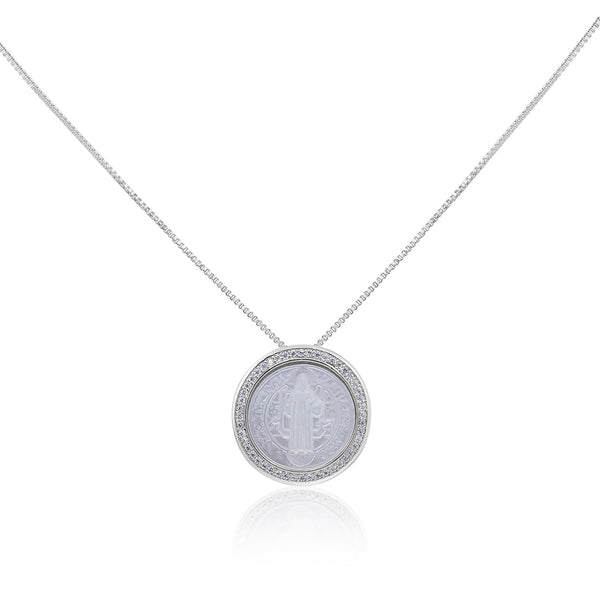 White gold  & Diamond Mother of Pearl Pendant
