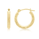 Rounded Chisel Diamond Cut Hoops
