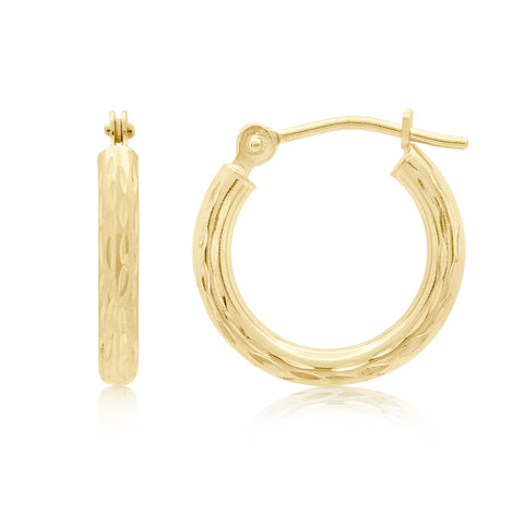 Rounded Chisel Diamond Cut Hoops