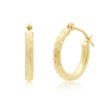 Rounded Chisel Diamond Cut Hoops