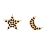 Black Diamond Pavé Moon and Star Studs - Bianca Pratt Jewelry