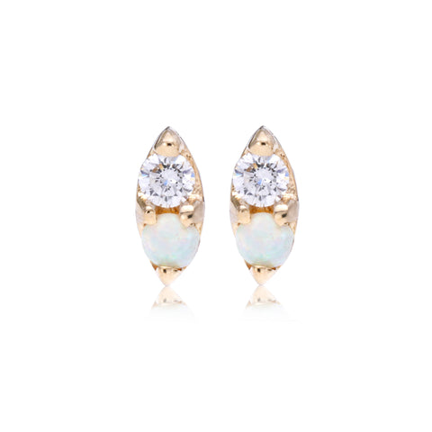 Opal and Diamond Marquis Studs