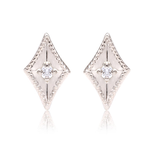 White Gold Milligrain Edge Studs - Bianca Pratt Jewelry