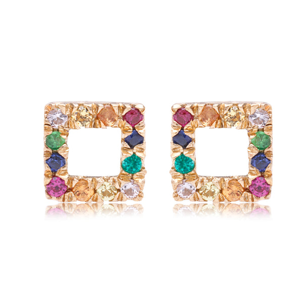 Rainbow Open Square Stud - Bianca Pratt Jewelry