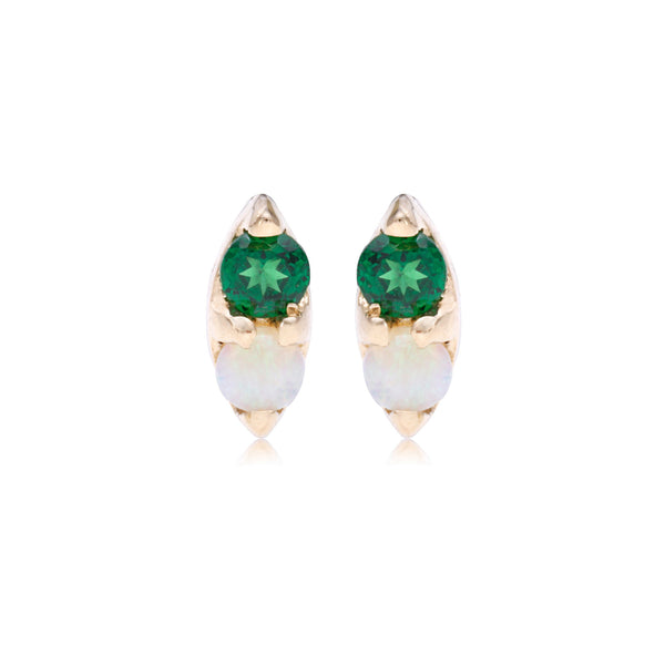 Opal and Tsavorite Marquis Studs
