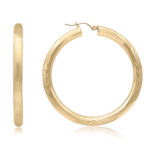 Satin Finish Diamond Cut Hoops