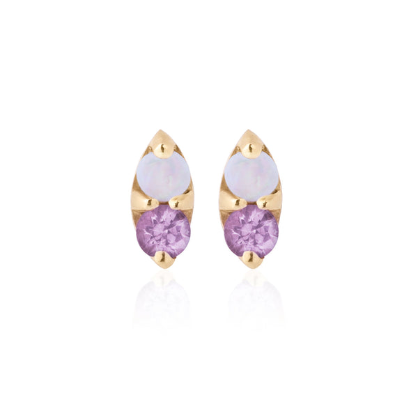 Opal and Pink Marquis Sapphire Earrings - Bianca Pratt Jewelry