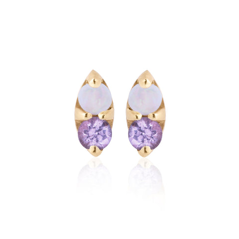 Opal and Purple Sapphire Earrings