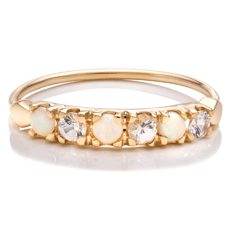 White Sapphire and Opal Stack Ring - Bianca Pratt Jewelry