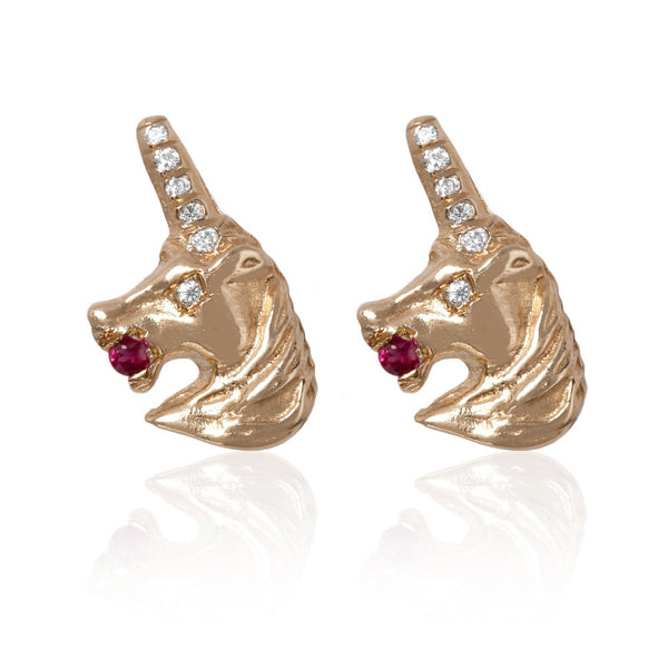 Ruby Unicorn Earrings - Bianca Pratt Jewelry