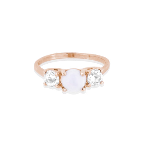 Trio Opal and White Sapphire Rose Gold Ring - Bianca Pratt Jewelry