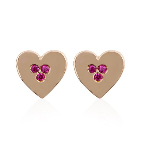 Trio Ruby Heart Earrings - Bianca Pratt Jewelry