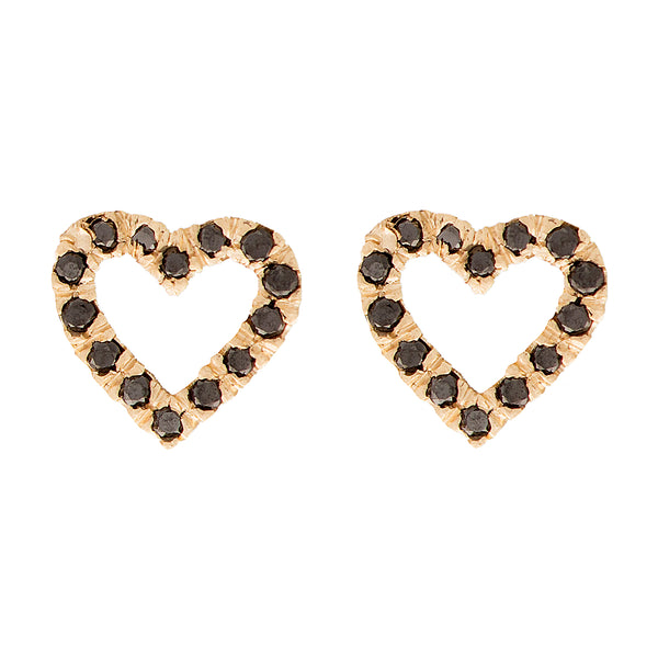 Black Diamond, Open Heart Studs - Bianca Pratt Jewelry