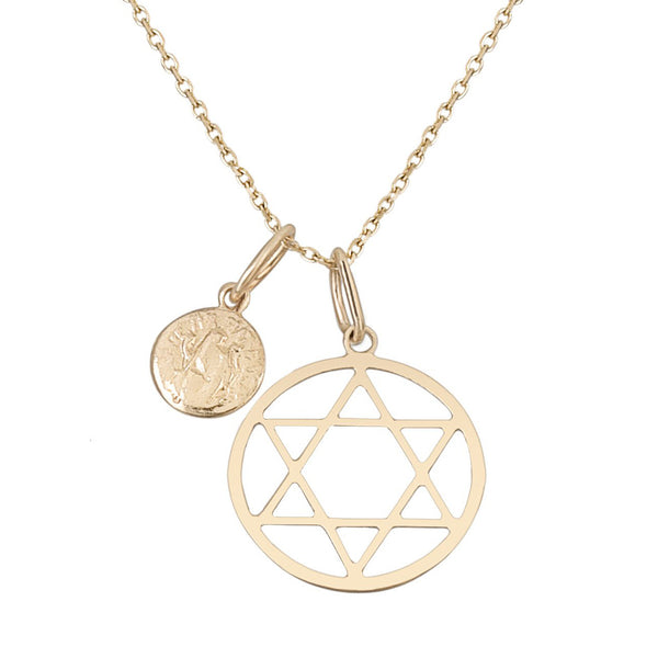 Star of David/Small Coin Necklace