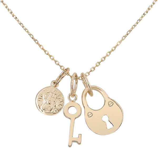 Lock/Key/Small Coin Necklace