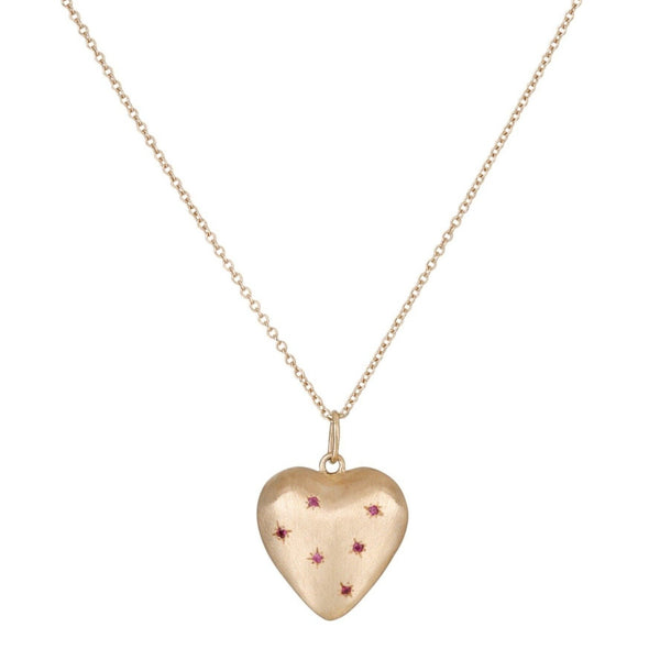 Ruby Puffed Heart Necklace - Bianca Pratt Jewelry