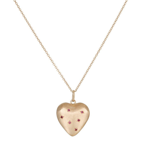 Ruby Puffed Heart Necklace - Bianca Pratt Jewelry