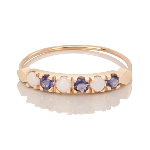 Blue Iolite and Opal Stack Ring - Bianca Pratt Jewelry