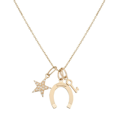 Diamond Star/Horseshoe/Mini Key Necklace - Bianca Pratt Jewelry