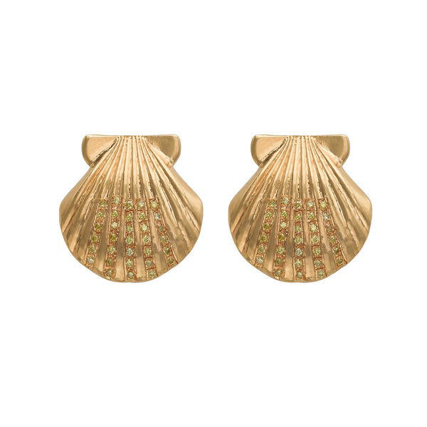 Canary Diamond Shell Studs - Bianca Pratt Jewelry