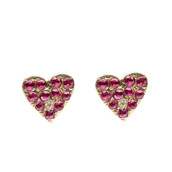 Ruby Heart Studs - Bianca Pratt Jewelry